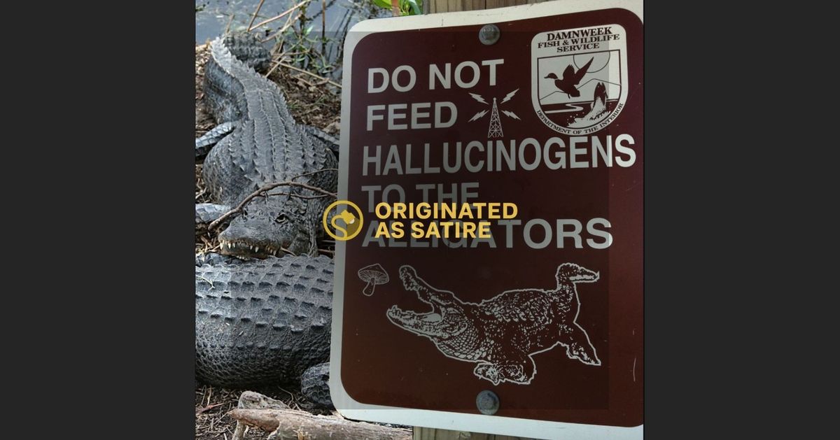Is This a Real 'Don't Feed  Hallucinogens to Alligators' Sign?