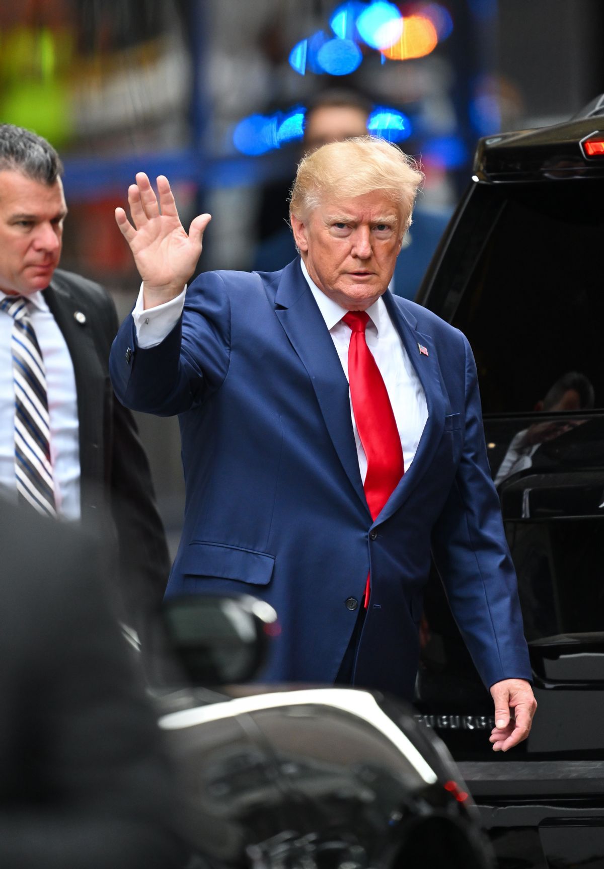 NEW YORK, NEW YORK - AUGUST 10:  Former U.S. President Donald Trump leaves Trump Tower to meet with New York Attorney General Letitia James for a civil investigation on August 10, 2022 in New York City.  (Photo by James Devaney/GC Images) (James Devaney/GC Images)