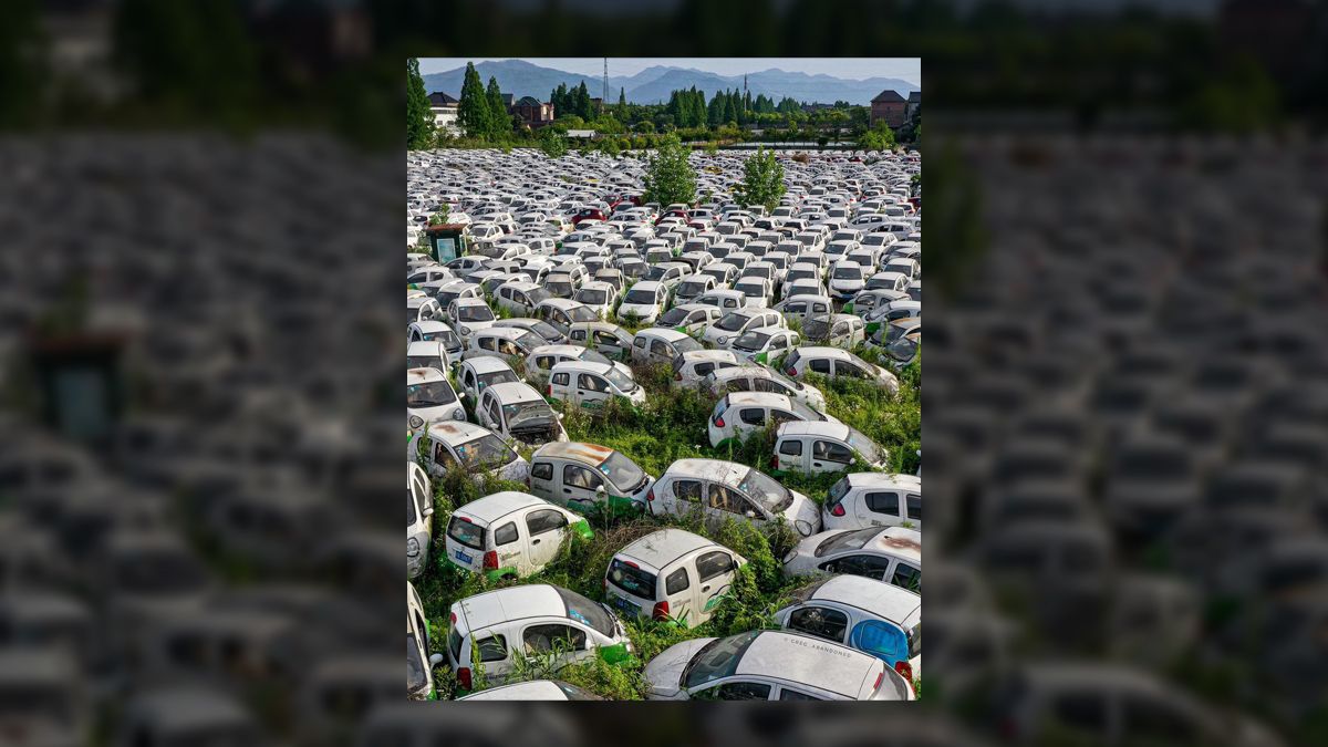 This photo does not show electric cars that were abandoned in France because of how expensive EV batteries cost for replacement. (@gregabandoned (Instagram))
