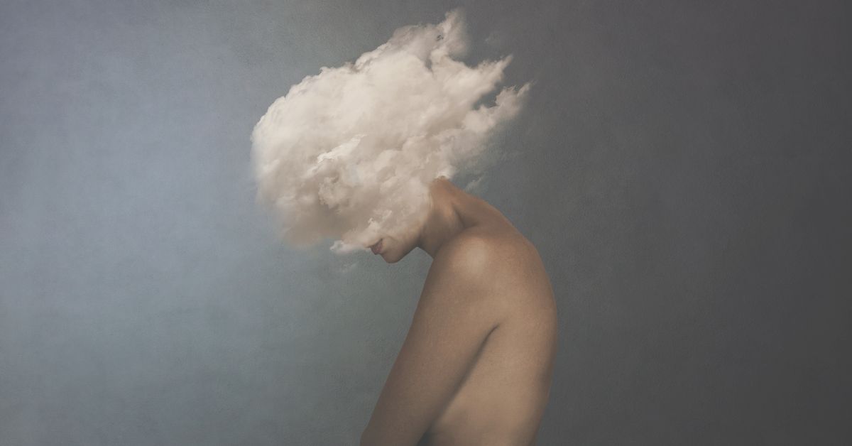 surreal image of a white cloud covering a woman's face, concept of freedom (fcscafeine/The Conversation)