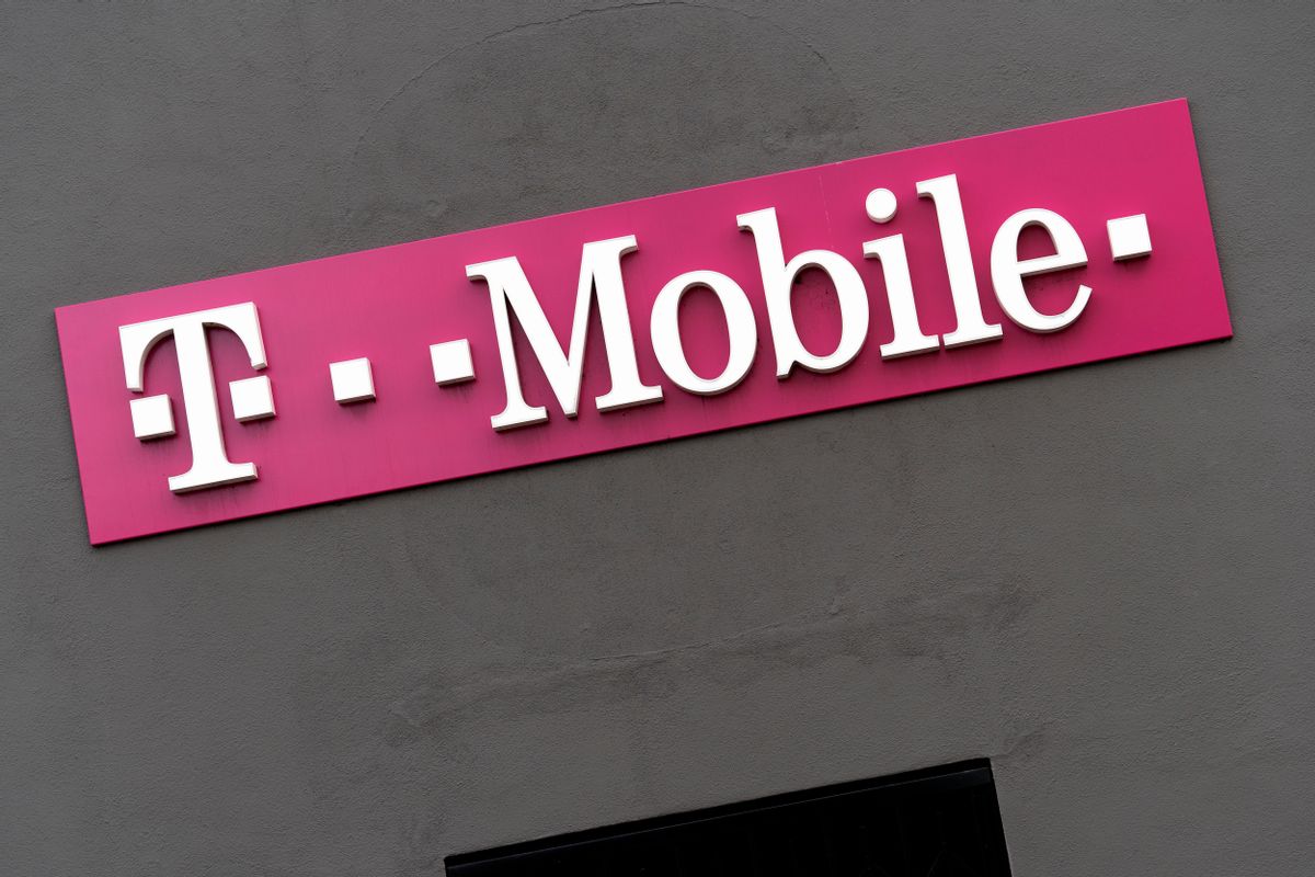 LOS ANGELES, CA, UNITED STATES - 2019/02/14: Signage is displayed outside a T-Mobile store in Los Angeles, California. (Photo by Ronen Tivony/SOPA Images/LightRocket via Getty Images) (Ronen Tivony/SOPA Images/LightRocket via Getty Images)