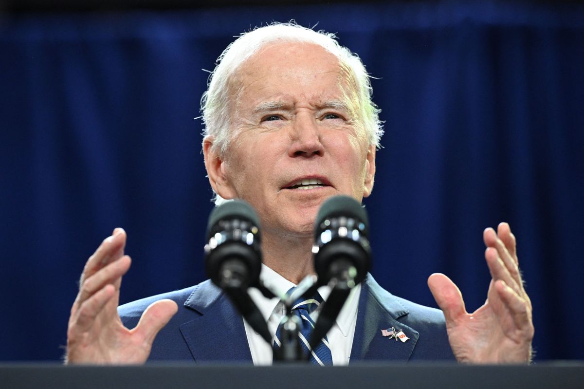US President Joe Biden speaks on manufacturing at the SRC Arena and Events Center of Onondaga Community College in Syracuse, New York on October 27, 2022. (Photo by MANDEL NGAN / AFP) (Photo by MANDEL NGAN/AFP via Getty Images) (MANDEL NGAN/AFP via Getty Images)