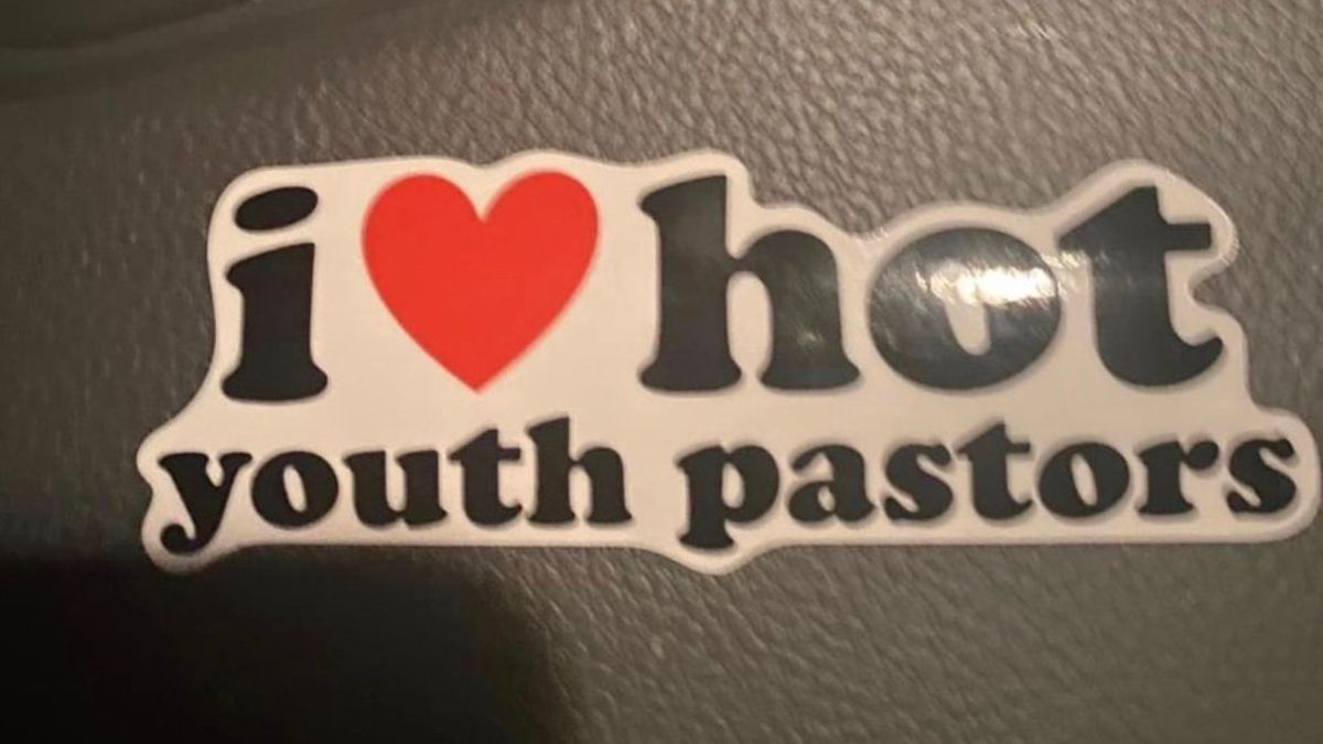 An "I Heart Hot Youth Pastors" sticker was created by a youth pastor. (Twitter)