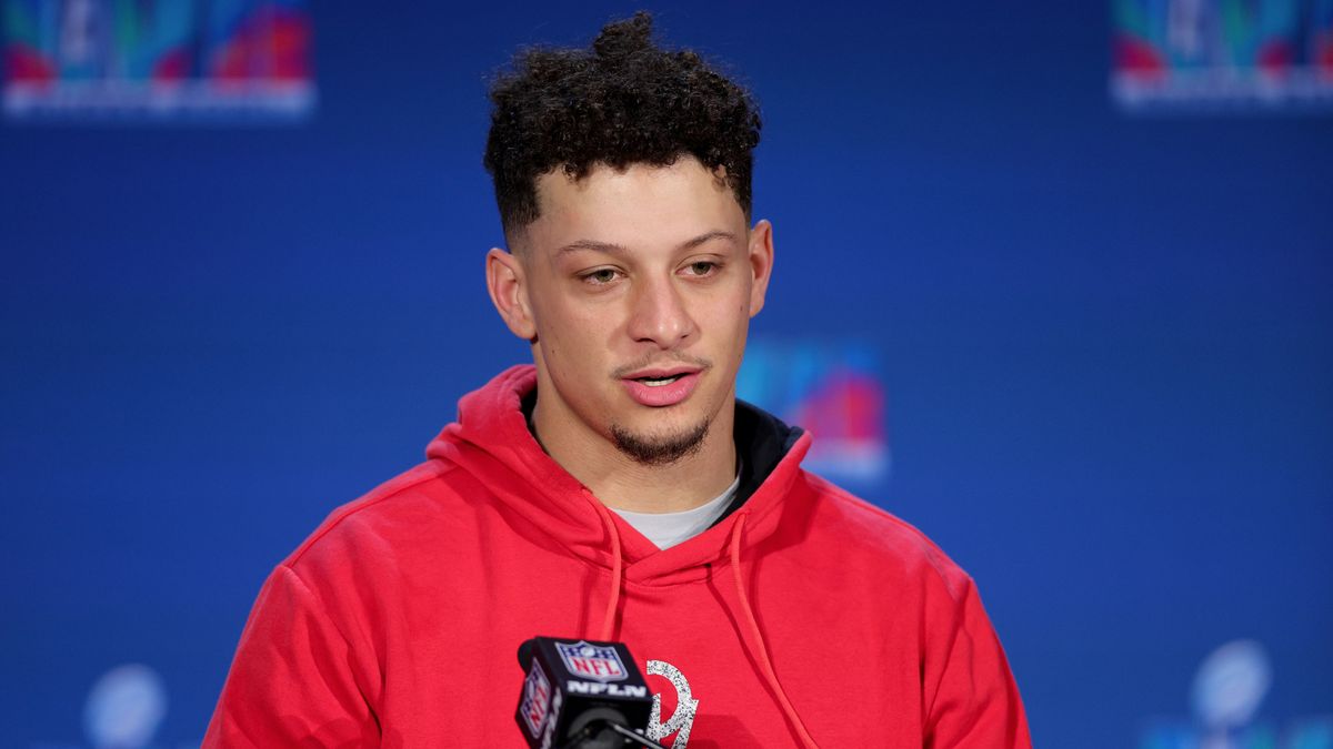 Kansas City Chiefs MVP Quarterback Patrick Mahomes speaks during a press conference at Phoenix Convention Center on Feb. 13, 2023, in Phoenix, Arizona. (Photo by Carmen Mandato/Getty Images) (Carmen Mandato/Getty Images)