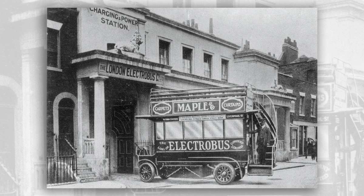 Does Pic Show an Early 1900s Charging Station for Electric Buses?