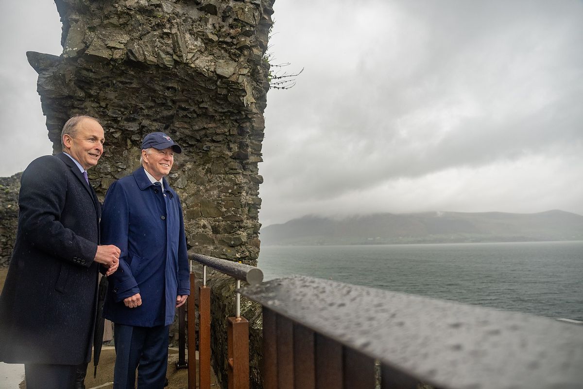 U.S. President Joe Biden tours Carlingford Castle with Micheál Martin, Tánaiste of Ireland, in County Louth, Ireland. (The White House/Wikimedia Commons)