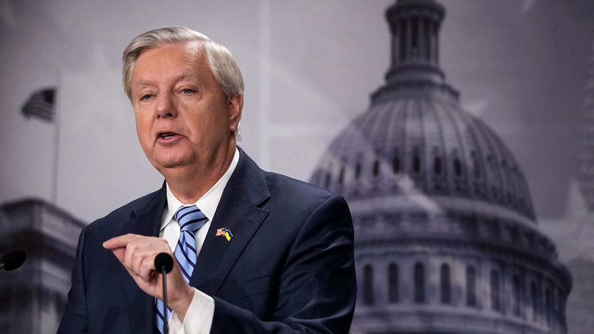 U.S. Sen. Lindsey Graham (R-SC) speaks about the Russian invasion in Ukraine, during a news conference at the U.S. Capitol March 16, 2022 in Washington, DC. (Photo by Drew Angerer/Getty Images) (Drew Angerer/Getty Images)