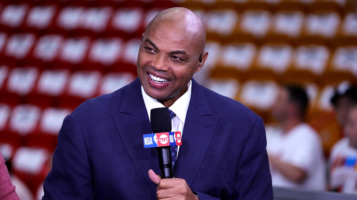 Charles Barkley looks on prior to game three of the NBA's Eastern Conference finals on May 21, 2023 in Miami, Florida. (Photo by Megan Briggs/Getty Images) (Megan Briggs/Getty Images)