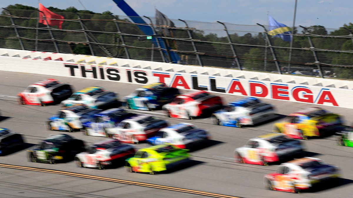 General race action past Talladega signage during the running of the NASCAR Xfinity Series Ag-Pro 300 on April 22, 2023 at Talladega Superspeedway in Talladega, AL. (Photo by Jeff Robinson/Icon Sportswire via Getty Images) (Jeff Robinson/Icon Sportswire via Getty Images)
