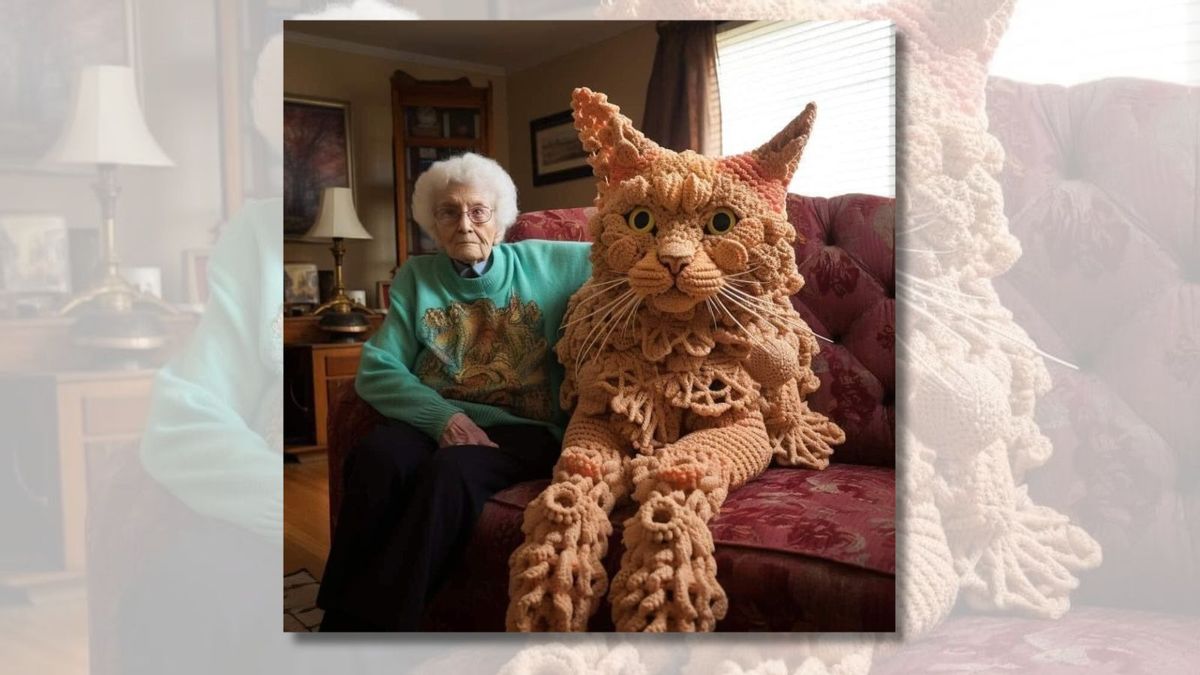 Are These Real Pics of Elderly Women With Giant, Crocheted Cats