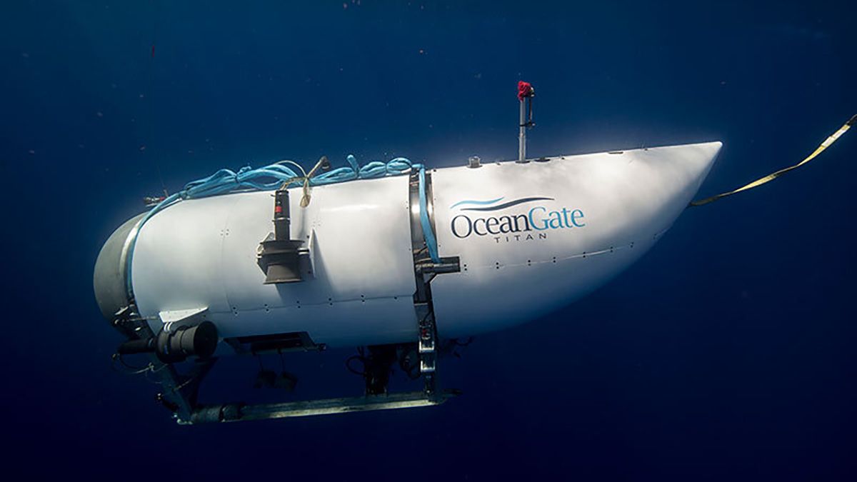 An undated photo shows the Titan submersible from OceanGate Expeditions beginning to descend. (Photo by OceanGate / Anadolu Agency via Getty Images) (OceanGate / Anadolu Agency via Getty Images)