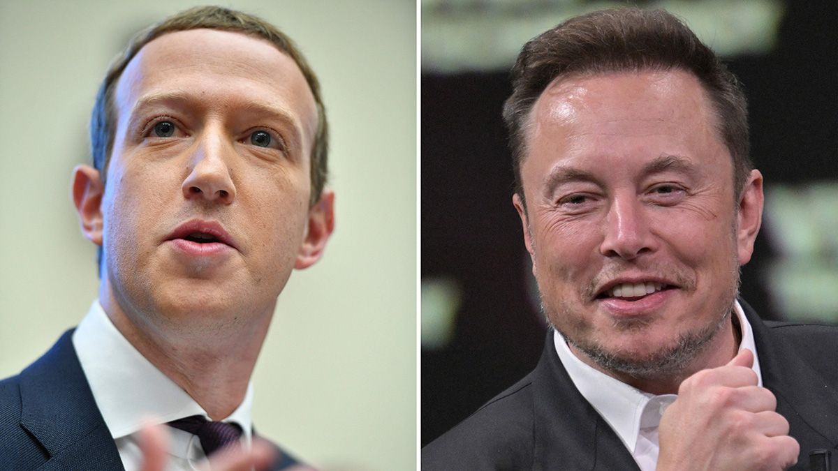 Meta CEO Mark Zuckerberg and Twitter owner Elon Musk appear in a photograph combination. (Photo by MANDEL NGAN and ALAIN JOCARD/AFP via Getty Images) (MANDEL NGAN and ALAIN JOCARD/AFP via Getty Images)