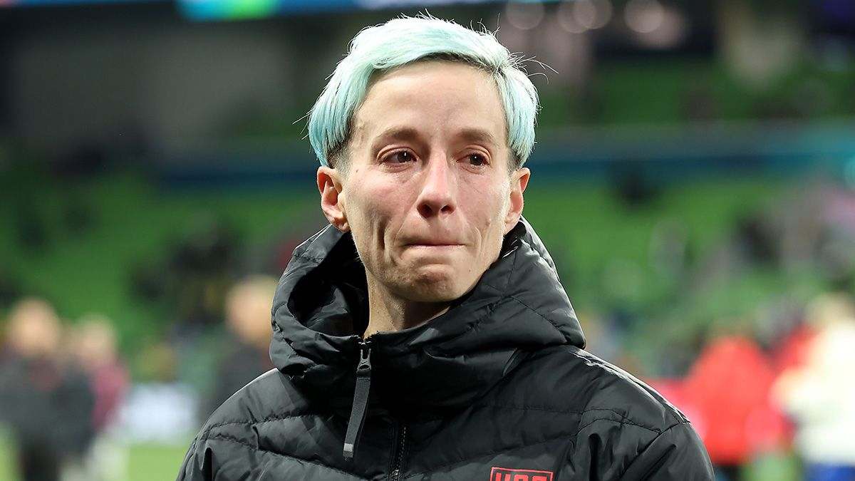 Megan Rapinoe is dejected after the U.S. women's national team was defeated on Aug. 06, 2023 in Melbourne, Australia. (Photo by Alex Grimm - FIFA/FIFA via Getty Images) (Alex Grimm - FIFA/FIFA via Getty Images)