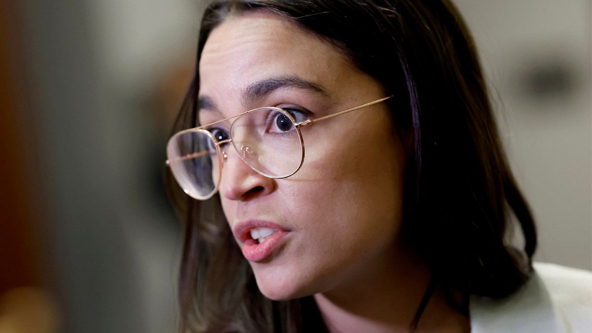 Rep. Alexandria Ocasio-Cortez (D-NY) speaks to reporters after attending a House Democrat caucus meeting with White House debt negotiators at the U.S. Capitol on May 31, 2023 in Washington, DC. (Photo by Anna Moneymaker/Getty Images) (Anna Moneymaker/Getty Images)