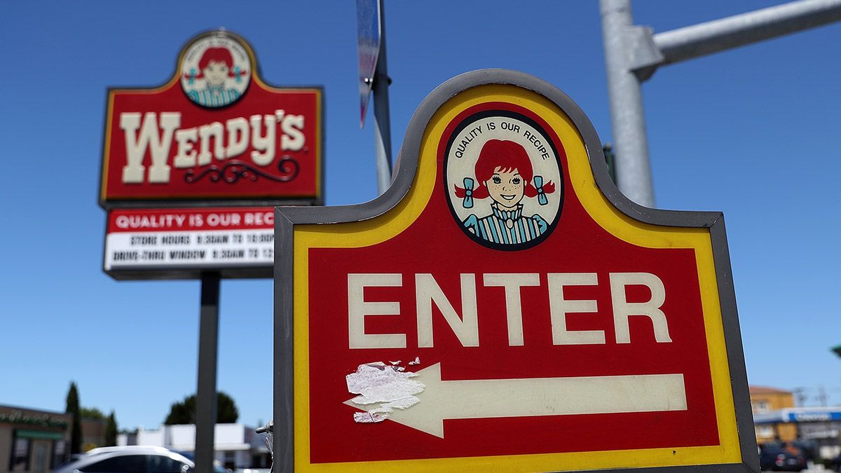A sign is posted in front of a Wendy's restaurant on August 10, 2016 in San Bruno, California. (Photo by Justin Sullivan/Getty Images) (Justin Sullivan/Getty Images)