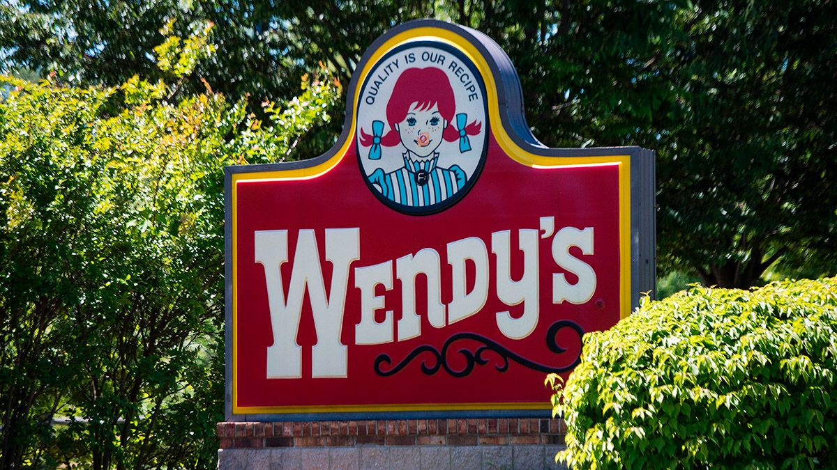 The Wendy's sign is seen outside a restaurant in Bowie, Maryland on May 9, 2017. (Credit: JIM WATSON/AFP via Getty Images) (JIM WATSON/AFP via Getty Images)