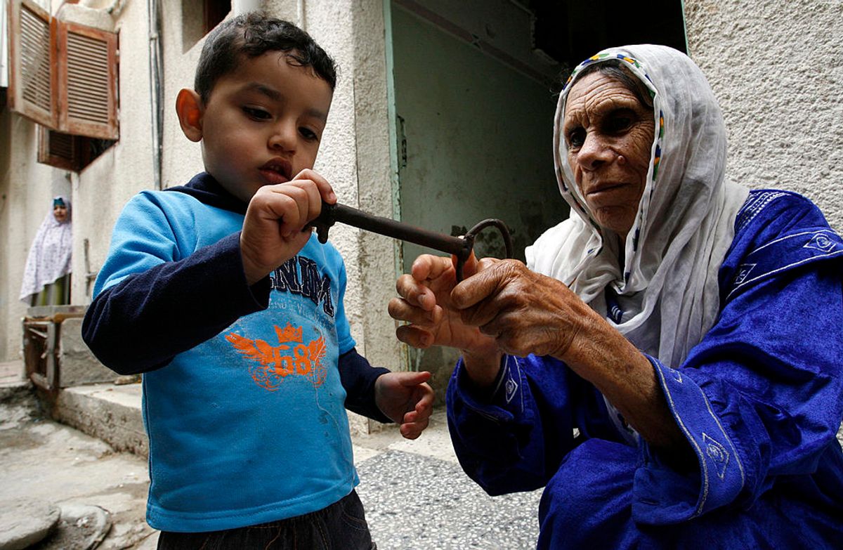 Symbolic identity extends to the keys Palestinian families continue to possess to their homes taken from them, a symbol of hope for return.  ( Getty Images)