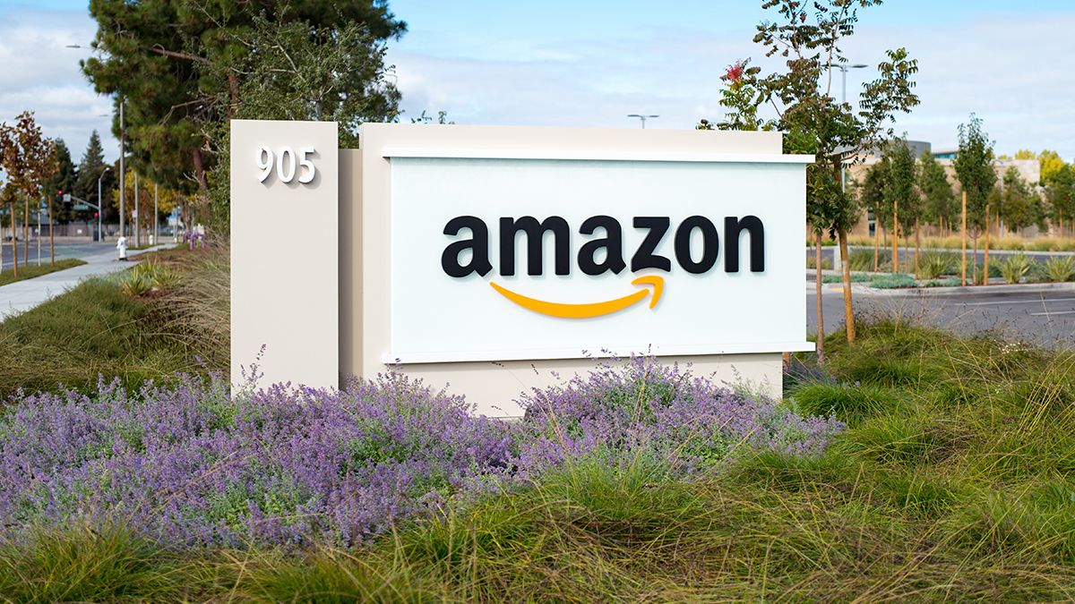 An Amazon sign is pictured at the company's regional headquarters in the Silicon Valley town of Sunnyvale, California, on Oct. 28, 2018. (Photo by Smith Collection/Gado/Getty Images) (Smith Collection/Gado/Getty Images)