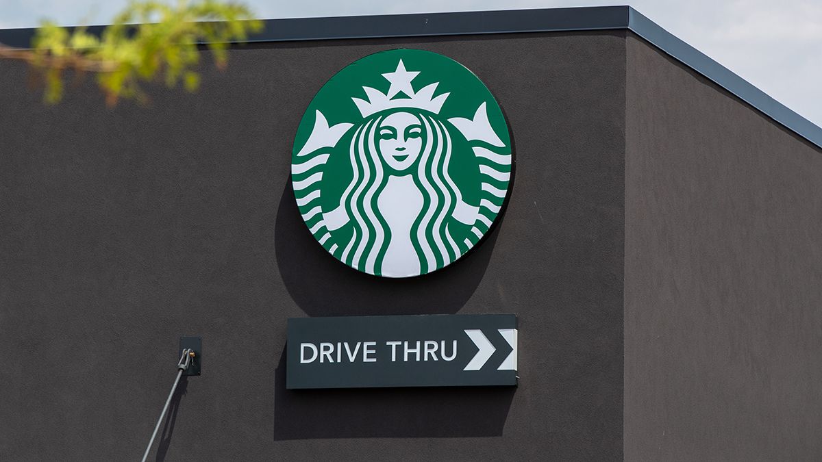 The Starbucks logo is seen at their restaurant at the Lycoming Crossing Shopping Center in Muncy, Pennsylvania. (Photo by Paul Weaver/SOPA Images/LightRocket via Getty Images) (Paul Weaver/SOPA Images/LightRocket via Getty Images)