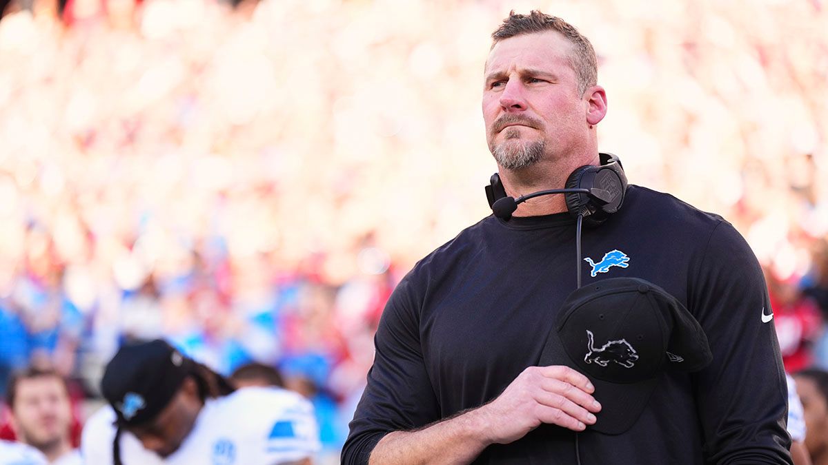 Detroit Lions head coach Dan Campbell looks on before kickoff against the San Francisco 49ers during the NFC Championship football game at Levi's Stadium on Jan. 28, 2024, in Santa Clara, California. (Photo by Cooper Neill/Getty Images) (Cooper Neill/Getty Images)