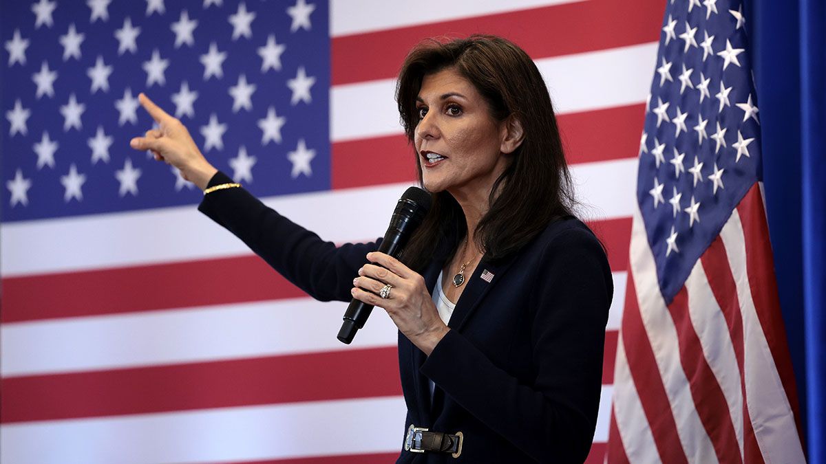 Republican presidential candidate and former U.N. Ambassador Nikki Haley speaks during a campaign event on Feb. 12, 2024, in Laurens, South Carolina. (Photo by Win McNamee/Getty Images) (Win McNamee/Getty Images)