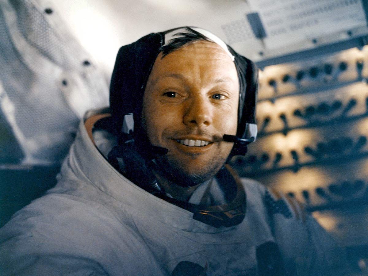 376713 12: (FILE PHOTO) Astronaut Neil Armstrong smiles inside the Lunar Module July 20, 1969. The 30th anniversary of the Apollo 11 Moon landing mission is celebrated July 20, 1999. (Photo by NASA/Newsmakers)
 (NASA/Newsmakers/Hulton Archive/ Getty Images)