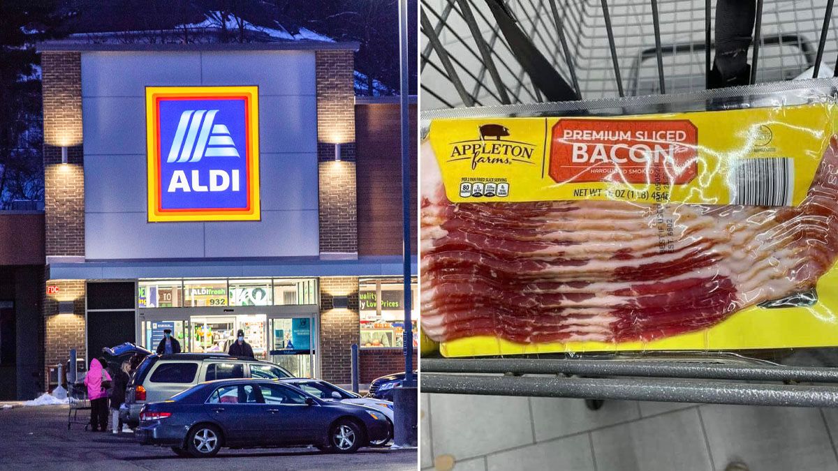 An Aldi logo is seen at one of their stores in Athens. Businesses that line East State Street in Athens, Ohio, an Appalachian community in southeastern Ohio. (Photo by Stephen Zenner/SOPA Images/LightRocket via Getty Images) (Stephen Zenner/SOPA Images/LightRocket via Getty Images and Facebook)