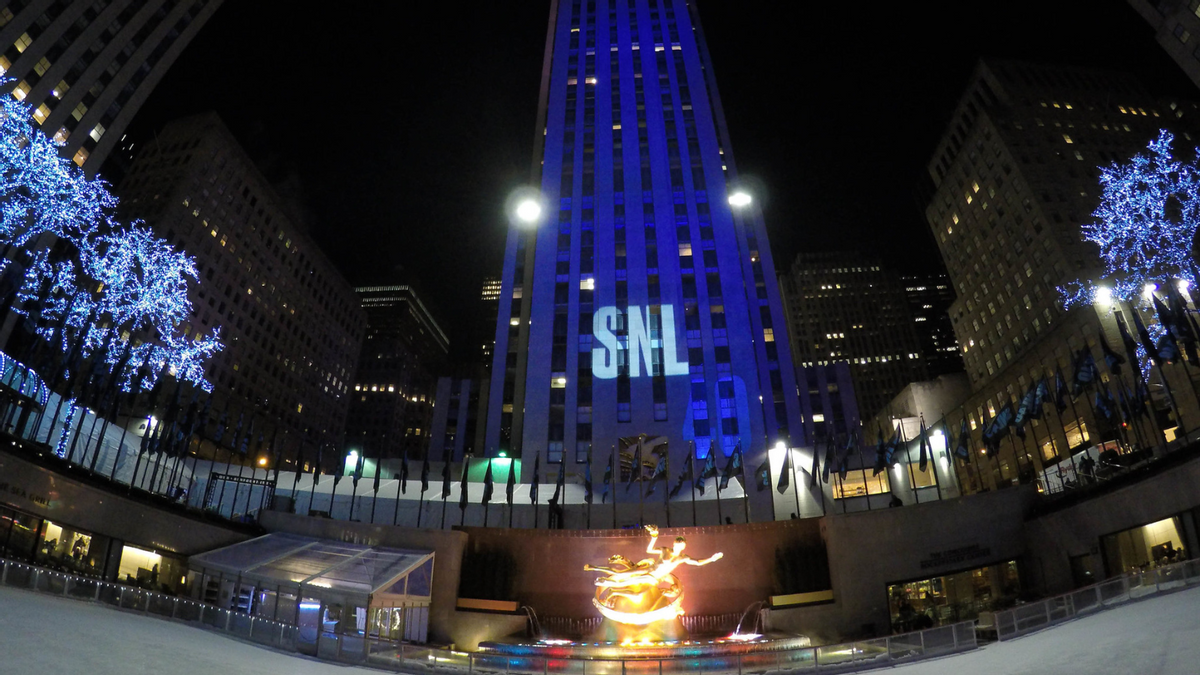 Letters "SNL" projected on the NBC building at 30 Rockefeller Plaza in New York City on Feb. 15, 2015. License: https://creativecommons.org/licenses/by/2.0/ (Anthony Quintano/Flickr)