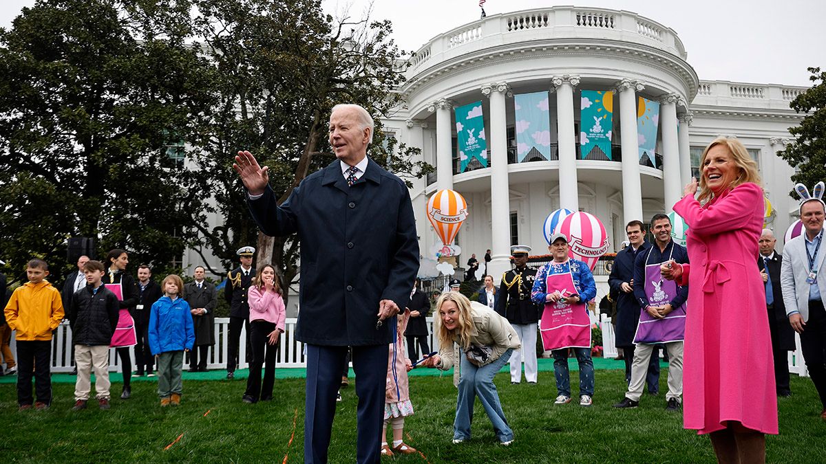 U.S. President Joe Biden and first lady Jill Biden host the White House Easter egg roll on the South Lawn on April 1, 2024, in Washington, DC. (Photo by Chip Somodevilla/Getty Images) (Chip Somodevilla/Getty Images)