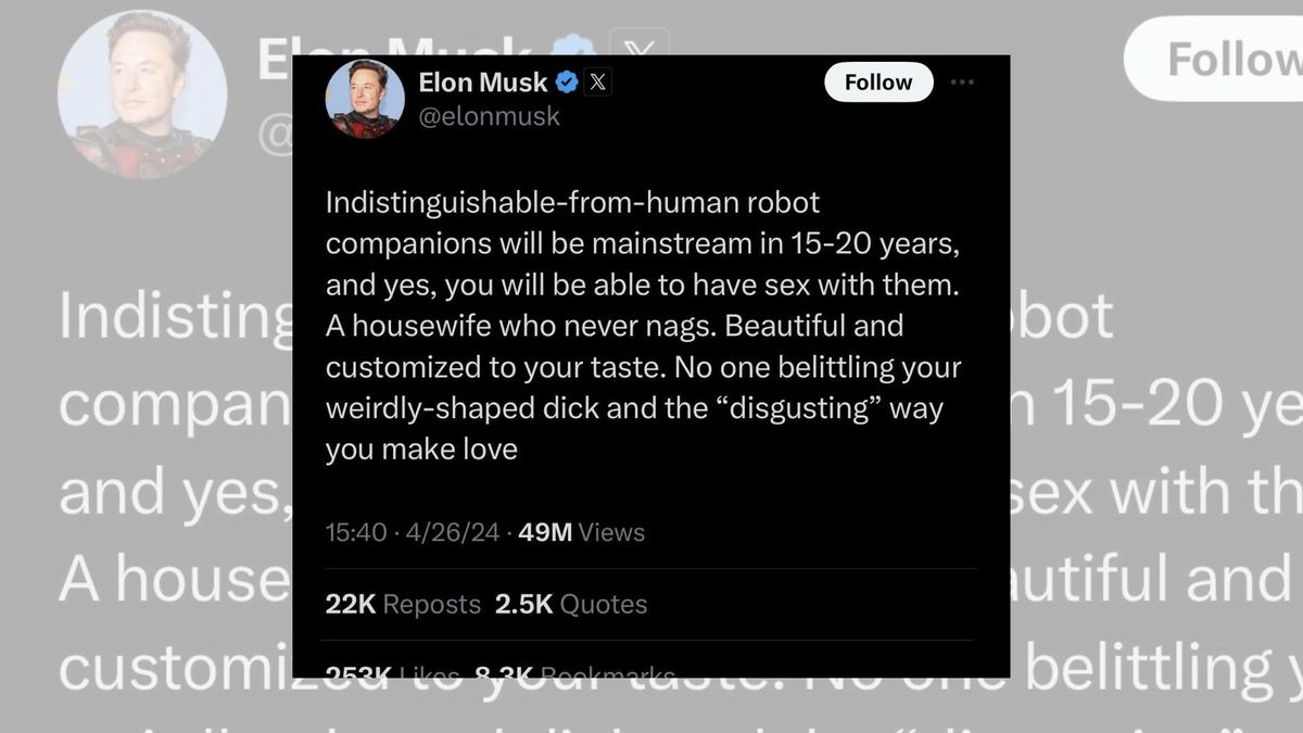 Real Elon Musk Post About Future Robotic 'Housewife Who Never Nags ...