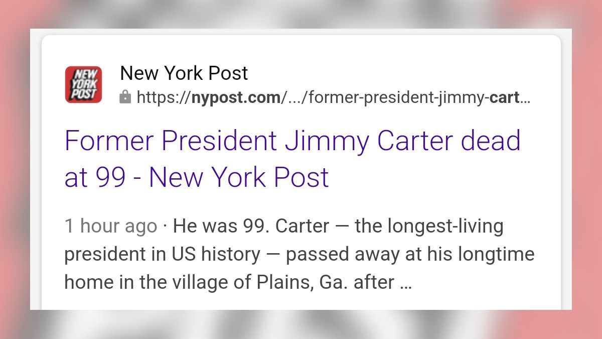 Jimmy Carter Death Hoax Promoted by NY Post, Laura Loomer and Others ...