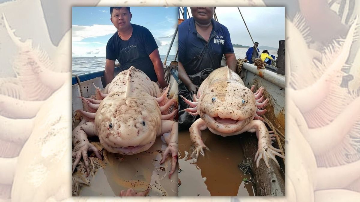 Papuan Fisherman Caught Giant Axolotl Sea Creature?