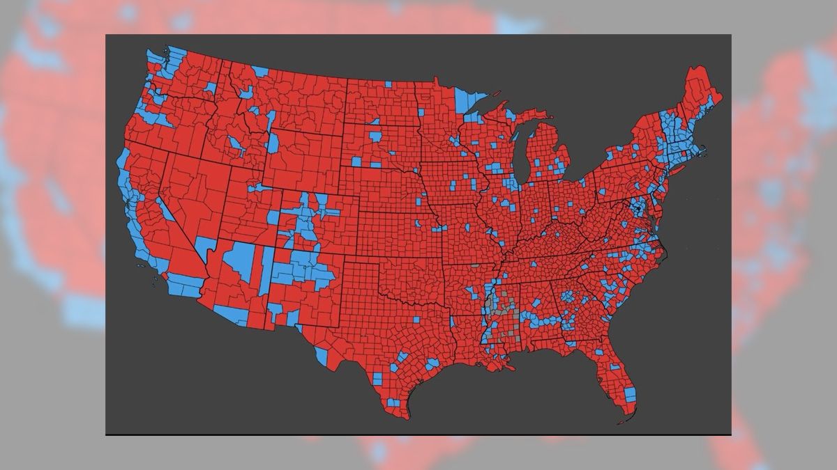 Map Shows Trump's 2024 Reelection Victory with Red and Blue Counties ...