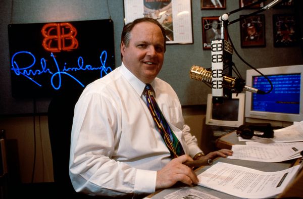 Rush Limbaugh in His Studio During His Radio Show (Photo by mark peterson/Corbis via Getty Images) (Mark Peterson/Corbis via Getty Images)