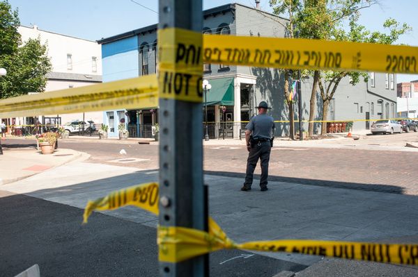 DAYTON, OH - AUGUST 4:  Law enforcement officials investigate the scene where a gunman opened fire on a crowd of people over night on Fifth Avenue in the Oregon District on August 4, 2019 in Dayton, Ohio. In the second mass shooting in the U.S. within 24 hours a gunman left nine dead and another 27 wounded after only a minute of shooting. (Photo by Matthew Hatcher/Getty Images) (Getty Images)