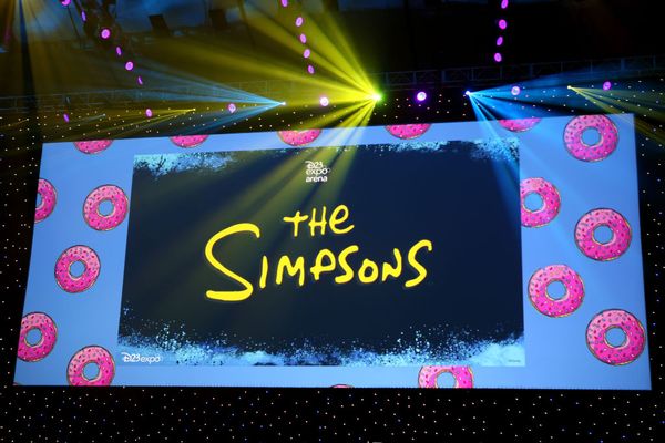 ANAHEIM, CALIFORNIA - AUGUST 24:  A view of the screen at The Simpsons! panel during the 2019 D23 Expo at Anaheim Convention Center on August 24, 2019 in Anaheim, California. (Photo by Angela Papuga/Getty Images) (Getty Images/Stock photo)