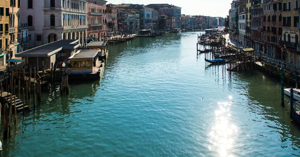 A general view shows clear waters of the Grand Canal near the Rialto Bridge in Venice on March 18, 2020, as a result of the stoppage of motorboat traffic, following the country's lockdown within the new coronavirus crisis. (Photo by Massimo Bertolini/NurPhoto via Getty Images) (Massimo Bertolini/NurPhoto via Getty Images)