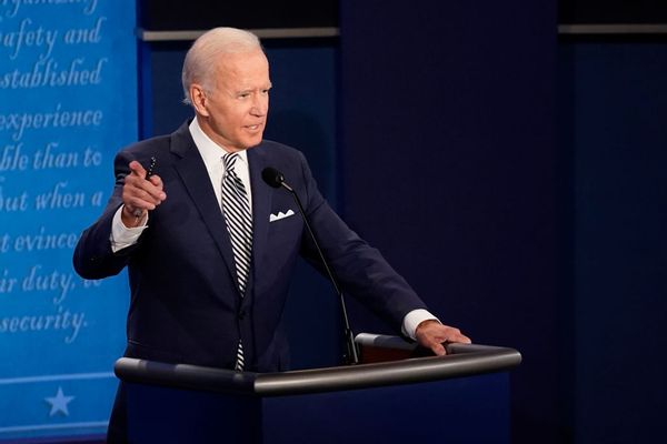 CLEVELAND, OHIO - SEPTEMBER 29:  Democratic presidential nominee Joe Biden participates in the first presidential debate against U.S. President Donald Trump at the Health Education Campus of Case Western Reserve University on September 29, 2020 in Cleveland, Ohio. This is the first of three planned debates between the two candidates in the lead up to the election on November 3.  (Photo by Morry Gash-Pool/Getty Images) (Getty Images)