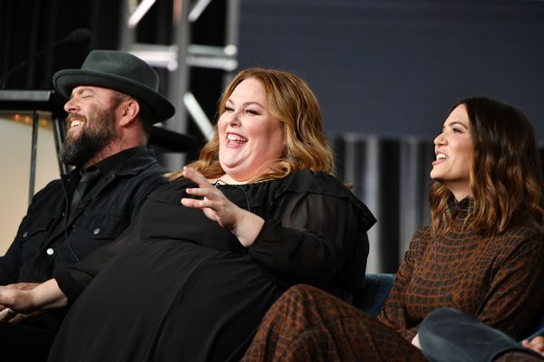 PASADENA, CALIFORNIA - JANUARY 11: (L-R) Chris Sullivan, Chrissy Metz and Mandy Moore of "This Is Us" speak during the NBCUniversal segment of the 2020 Winter TCA Press Tour at The Langham Huntington, Pasadena on January 11, 2020 in Pasadena, California. (Photo by Amy Sussman/Getty Images) (Amy Sussman/Getty Images)