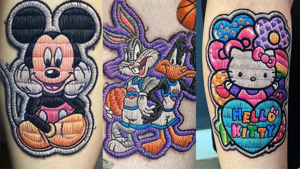 Disney Embroidery Patch  Disney tattoos, Embroidery tattoo, Cartoon tattoos