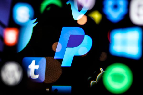A PayPal logo is seen on a computer screen in this photo illustration in Warsaw, Poland on March 5, 2019. (Photo by Jaap Arriens/NurPhoto via Getty Images) (Getty Images)
