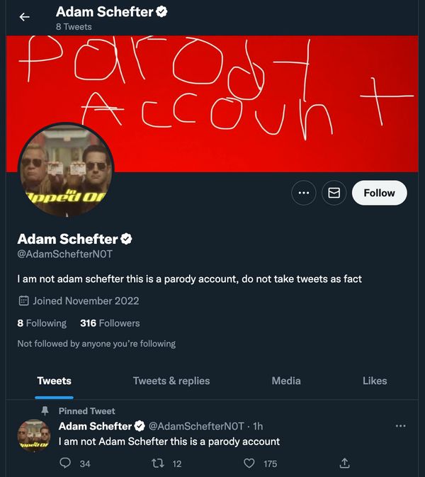 A parody Twitter account that looked like Adam Schefter tweeted Josh McDaniels had been fired.