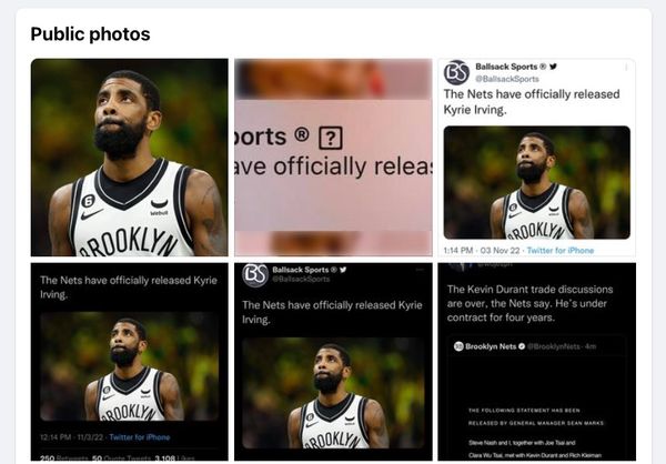 The parody and satire Twitter account Ballsack Sports tweeted that the Nets have officially released Kyrie Irving.