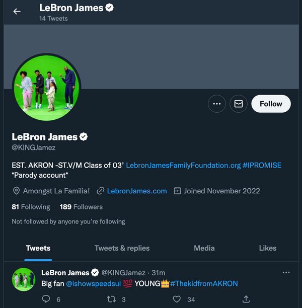 A Twitter account with verified badge impersonated LeBron James and said he was leaving the Lakers.