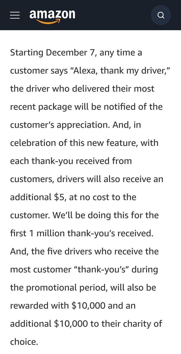 amazon delivery program - Will Amazon Give Delivery Drivers $5 if You Thank Alexa?
