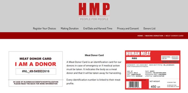 human meat donor card