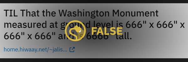 Does the Washington Monument measure 6666 by 666?