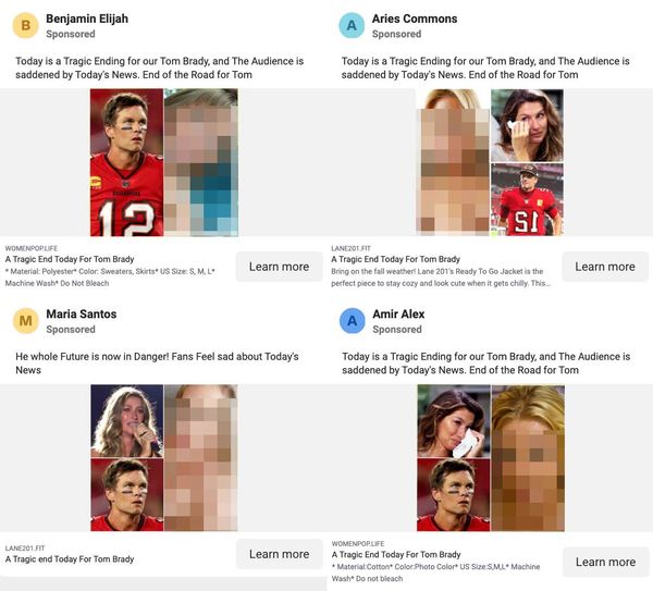 Tom Brady nunca avaló las gominolas de CBD pese a lo promocionado en anuncios de Facebook sexualmente explícitos.