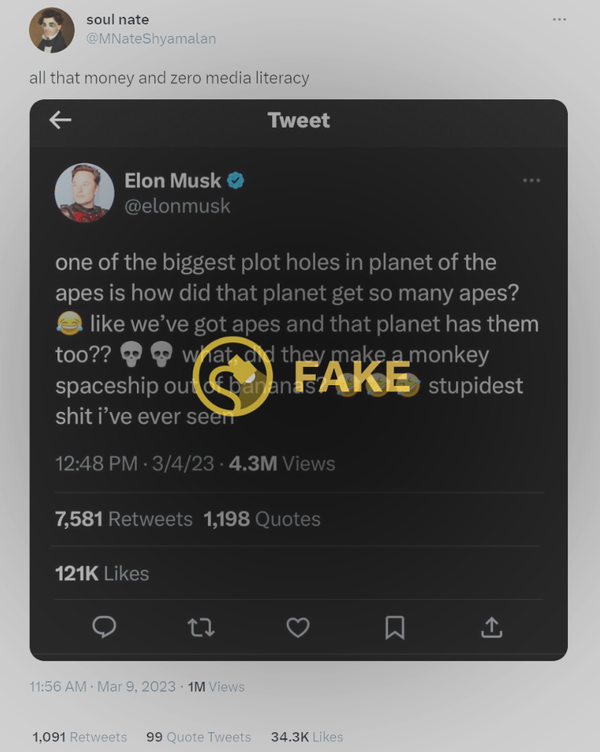 did musk tweet that planet of the apes was a stupid movie?