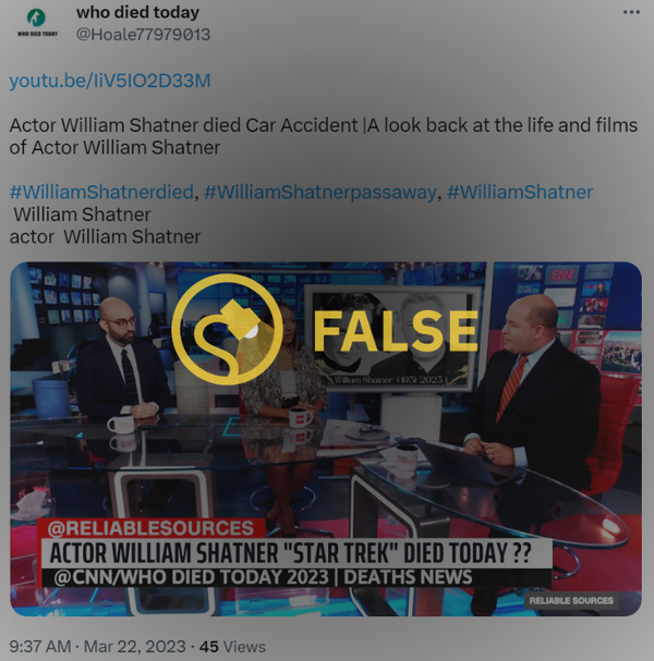 william shatner dead hoax